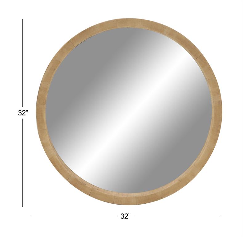 BROWN WOOD WALL MIRROR,
