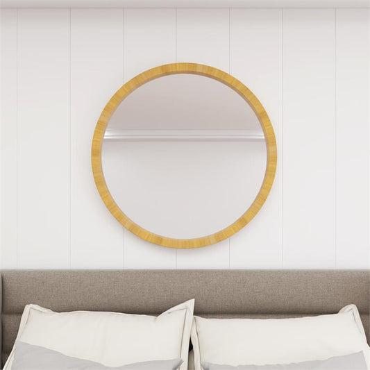 BROWN WOOD WALL MIRROR