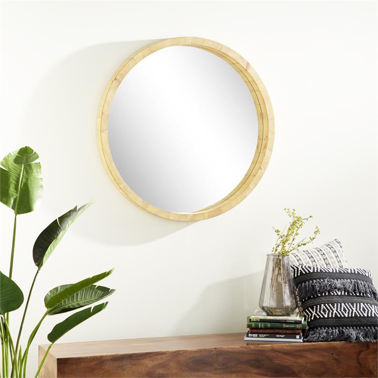 BROWN WOOD WALL MIRROR