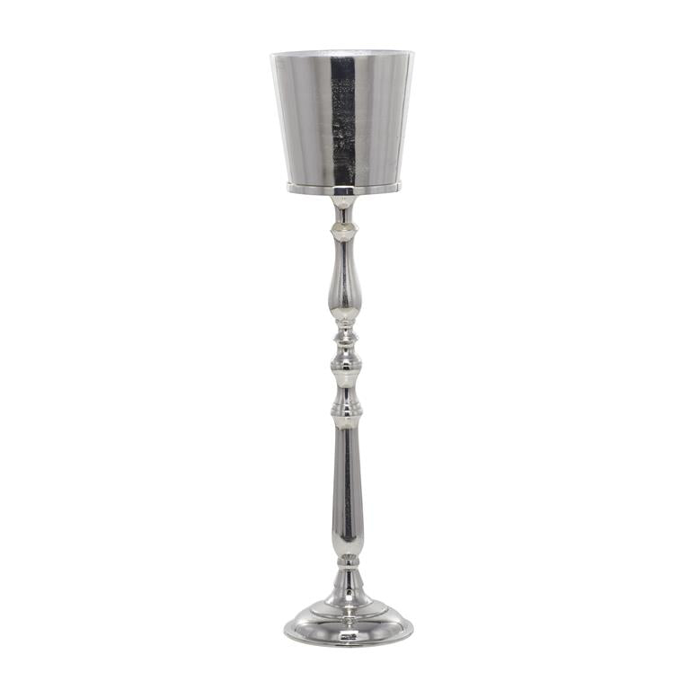 SILVER ALUMINUM TALL FLOOR CHAMPAGNE 2 BOTTLE ICE BUCKET