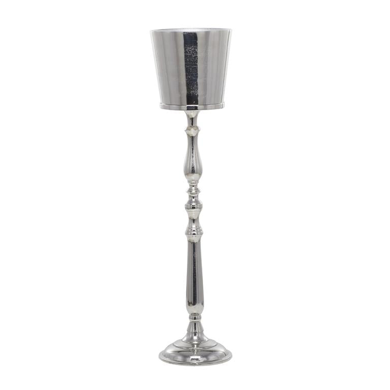 SILVER ALUMINUM TALL FLOOR CHAMPAGNE 2 BOTTLE ICE BUCKET