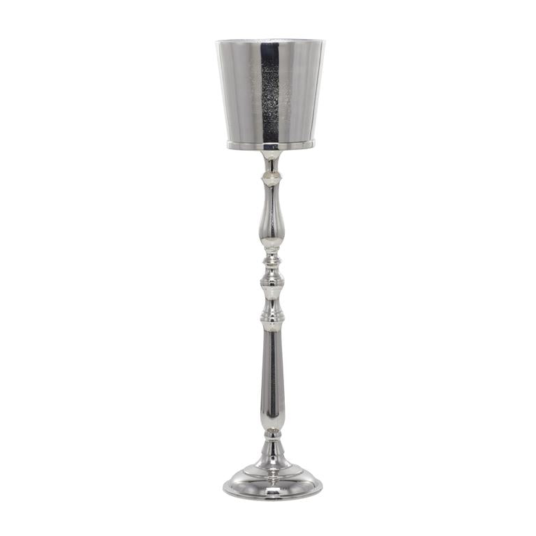 SILVER ALUMINUM TALL FLOOR CHAMPAGNE 2 BOTTLE ICE BUCKET