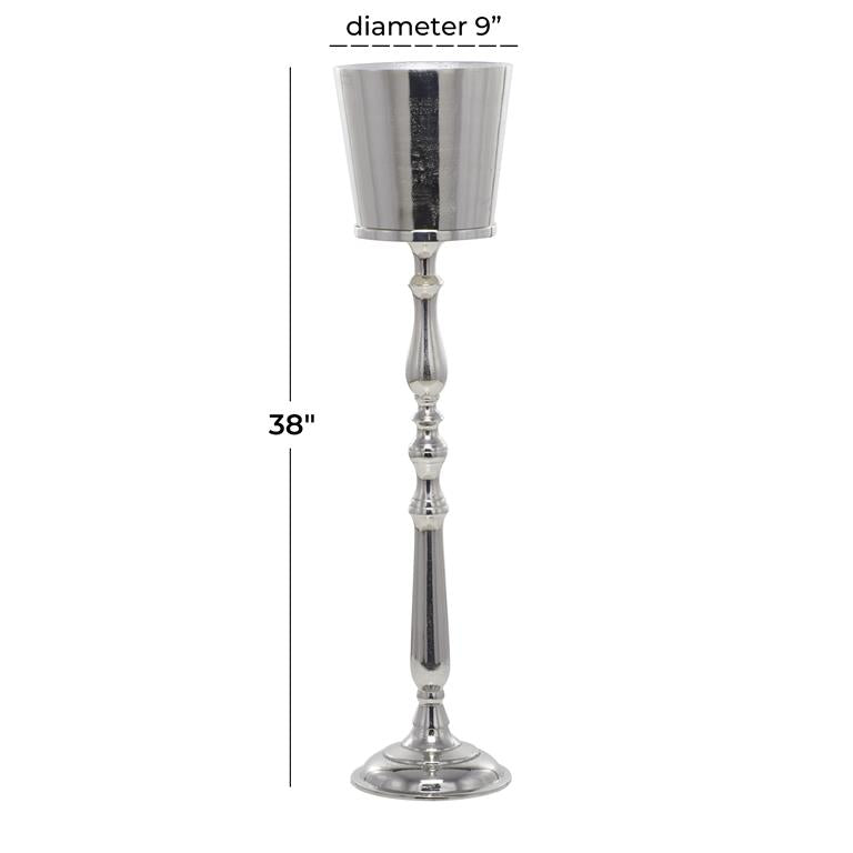 SILVER ALUMINUM TALL FLOOR CHAMPAGNE 2 BOTTLE ICE BUCKET