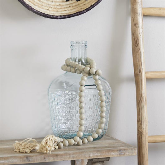 GRAY WOOD HANDMADE BEADED GARLAND WITH TASSEL