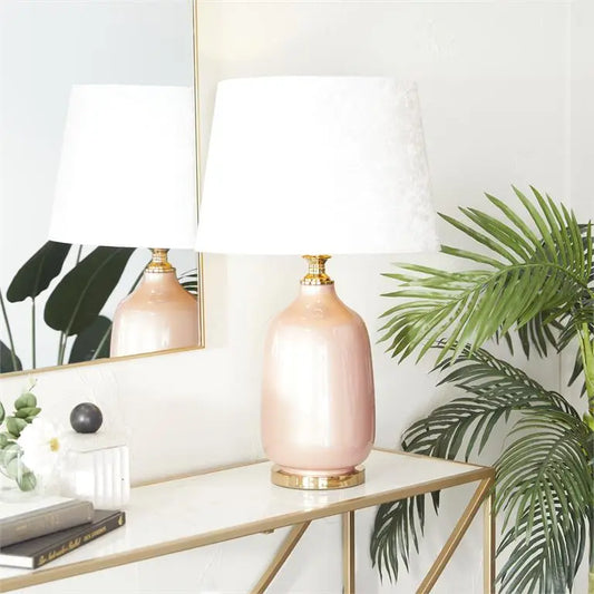Pink Polyester Glam Table Lamp