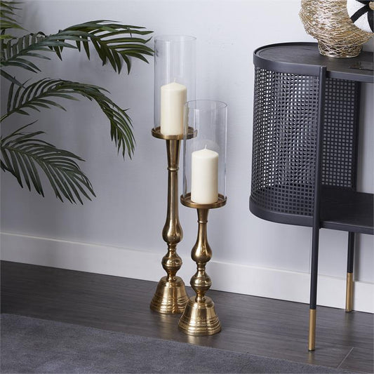 GOLD ALUMINUM HURRICANE LAMP