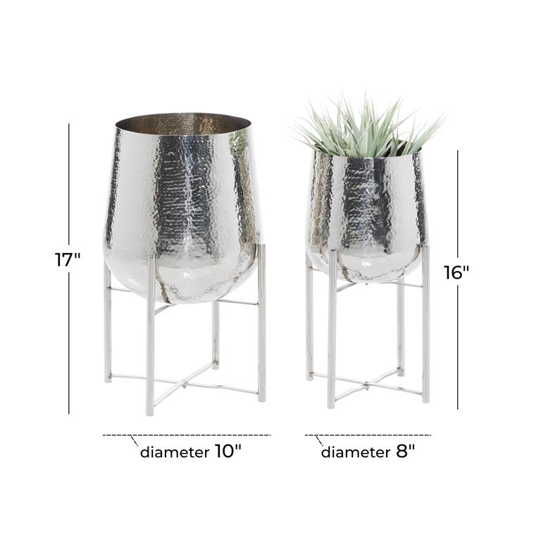 VENUS WILLIAM COLLECTION SET OF 2 SILVER STAINLESS STEEL PLANTER