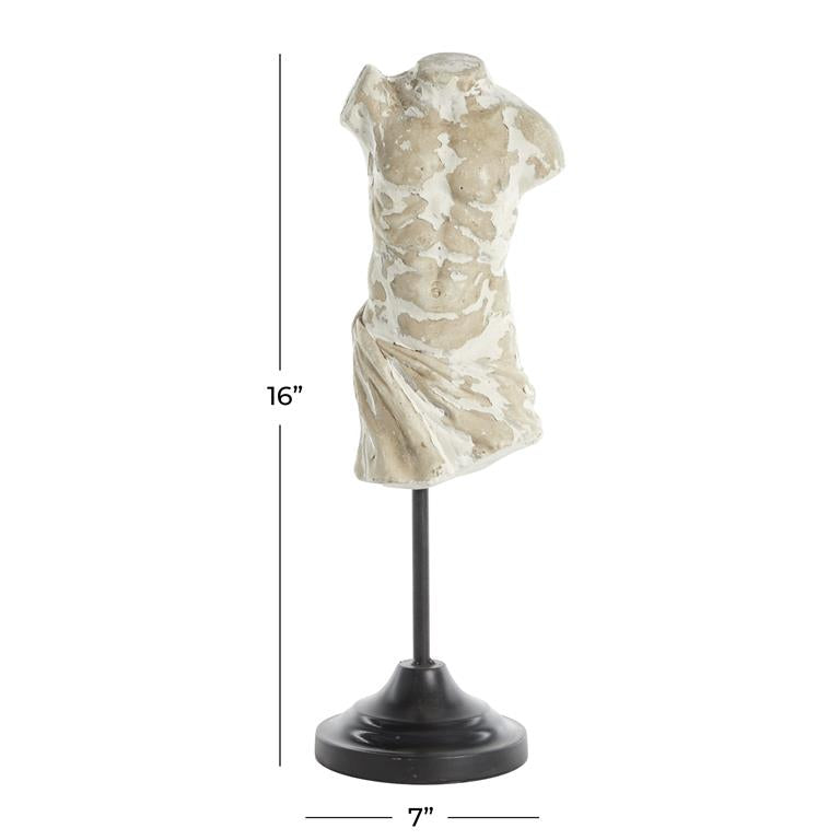 BEIGE FIBER CLAY VINTAGE PEOPLE SCULPTURE