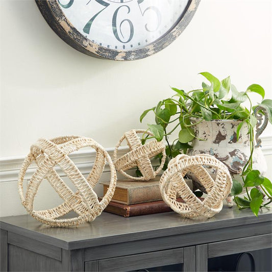 CREAM METAL GEOMETRIC HANDMADE WOVEN SCULPTURE