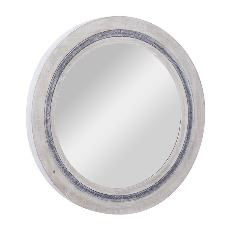 WHITE WOOD HANDMADE WALL MIRROR WITH DISTRESSING