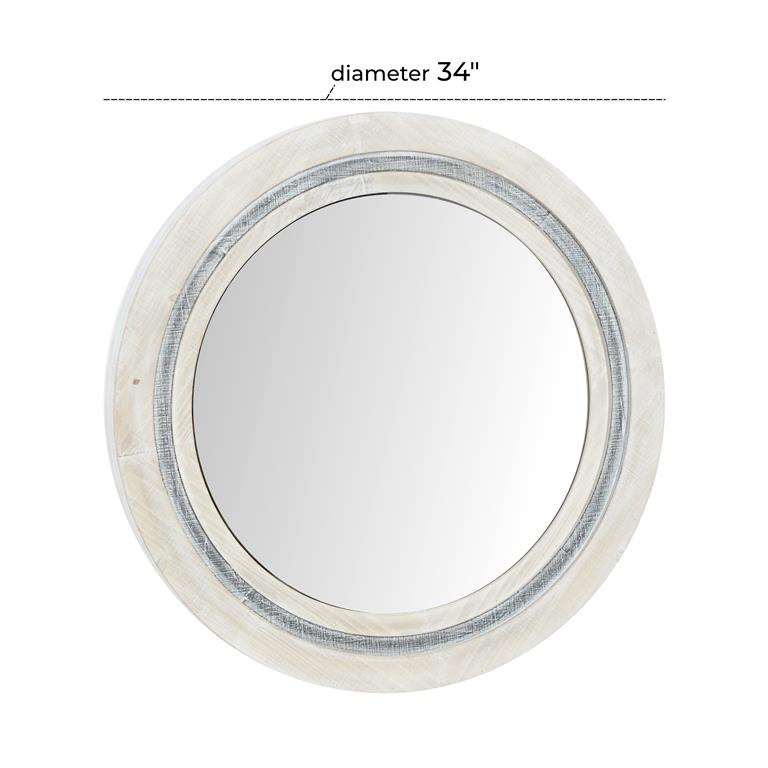 WHITE WOOD HANDMADE WALL MIRROR WITH DISTRESSING