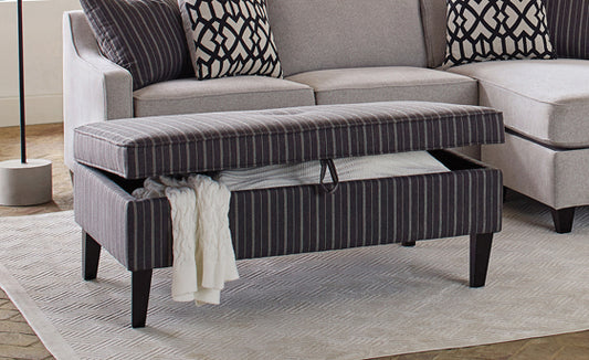 Rectangular Upholstered Storage Ottoman Black And White