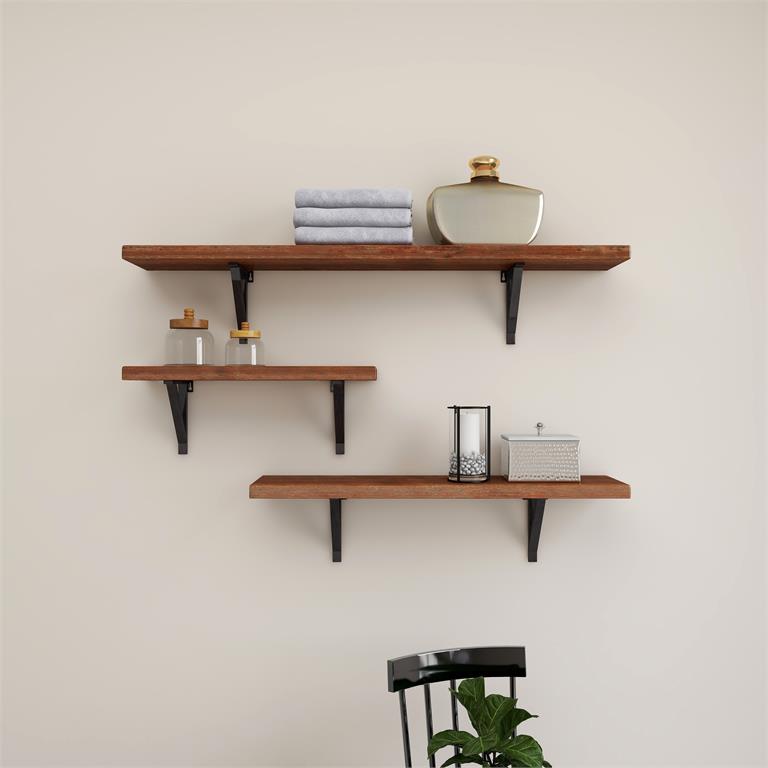 BROWN WOOD WALL SHELF