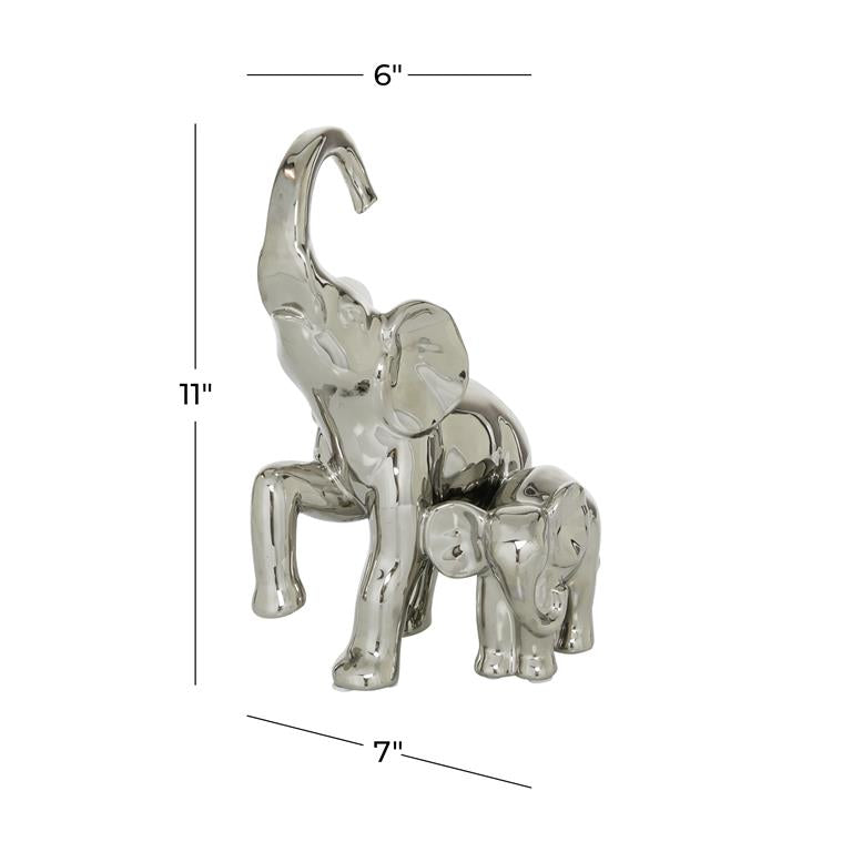 SILVER CERAMIC ELEPHANT SCULPTURE