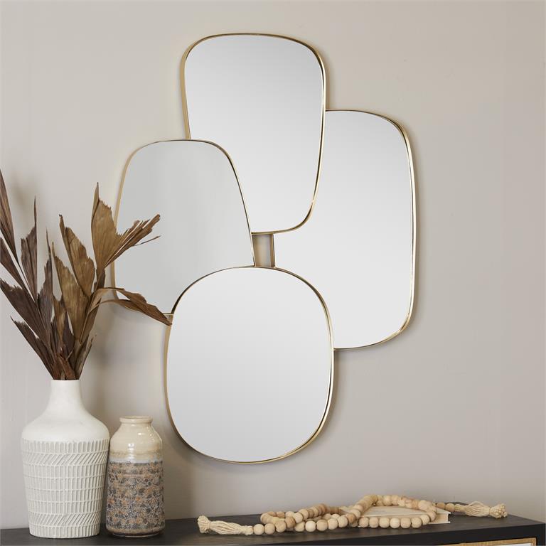 COSMOLIVING BY COSMOPOLITAN GOLD METAL WALL MIRROR WITH VARYING SHAPES