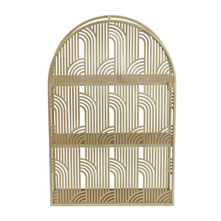 COSMOLIVING BY COSMOPOLITAN GOLD METAL ARCHED 3 SHELF WALL SHELF