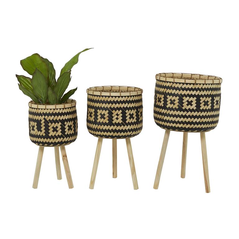 BROWN BAMBOO TRIBAL HANDMADE PLANTER