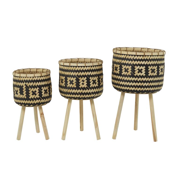 BROWN BAMBOO TRIBAL HANDMADE PLANTER