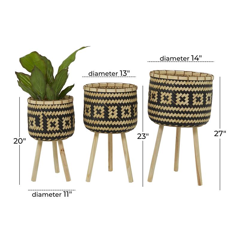 BROWN BAMBOO TRIBAL HANDMADE PLANTER
