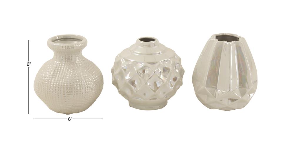 COSMOPOLITAN CREAM CERAMIC VASE WITH VARYING PATTERNS