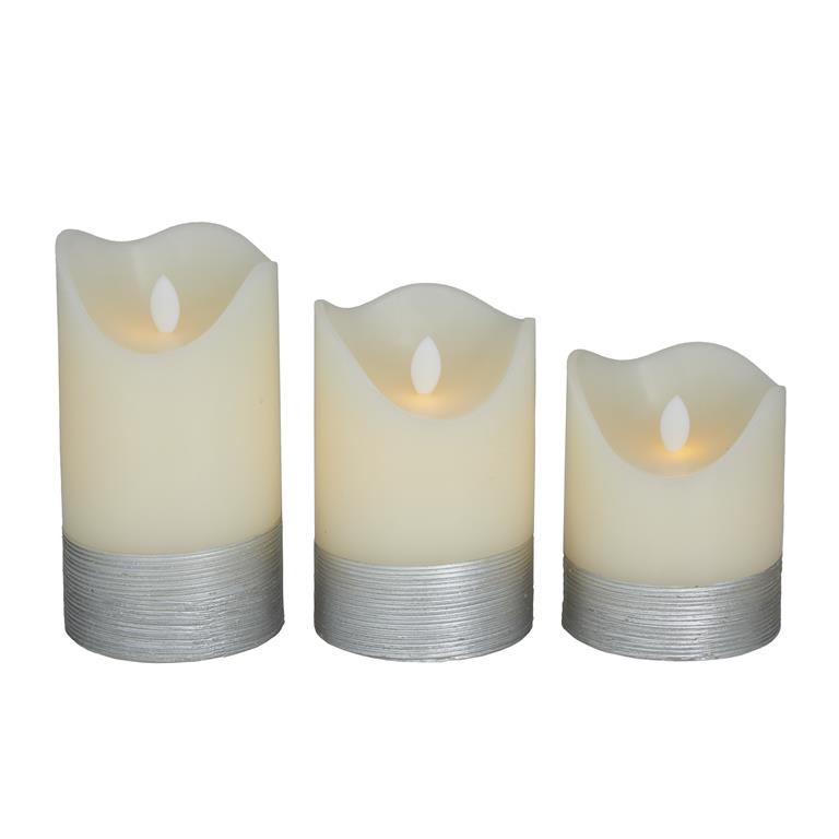 SILVER WAX SILVER BASE FLAMELESS CANDLE WITH REMOTE CONTROL