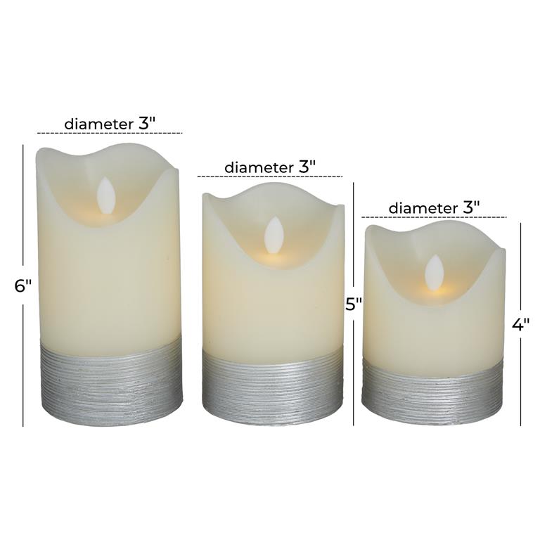 SILVER WAX SILVER BASE FLAMELESS CANDLE WITH REMOTE CONTROL