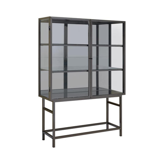 2-door Curio Cabinet Brushed Black Nickel