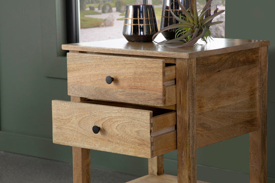 Russo 2-Drawer Accent Table With Open Shelf Natural Mango