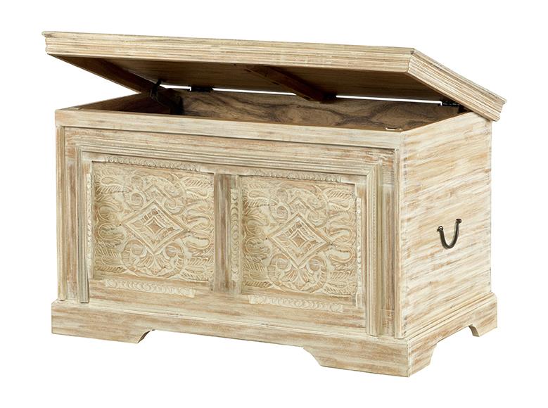 Rectangular Storage Trunk White Washed and Black