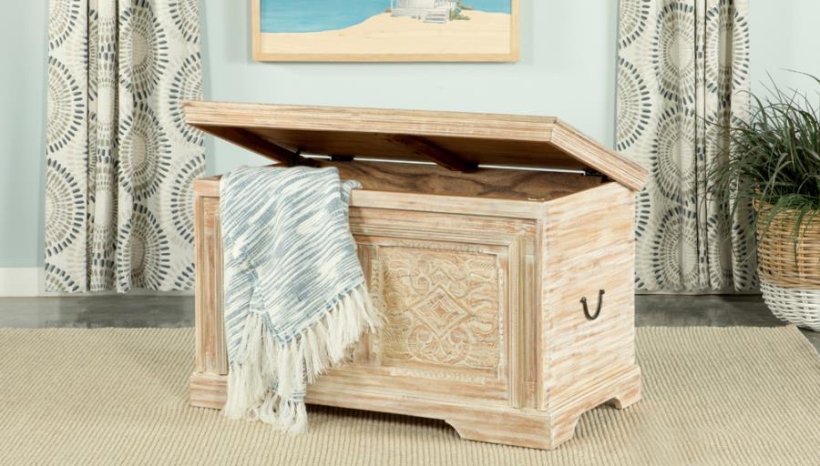 Rectangular Storage Trunk White Washed and Black