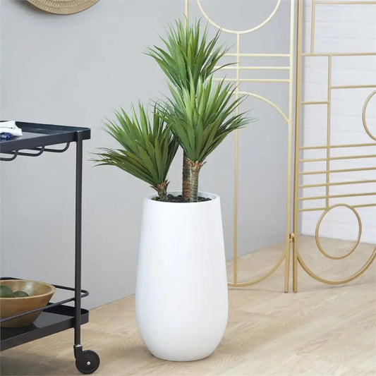 White Fiberglass Contemporary Date Palm Artificial Plant