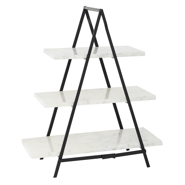 WHITE MARBLE 3 TIERED TIERED SERVER