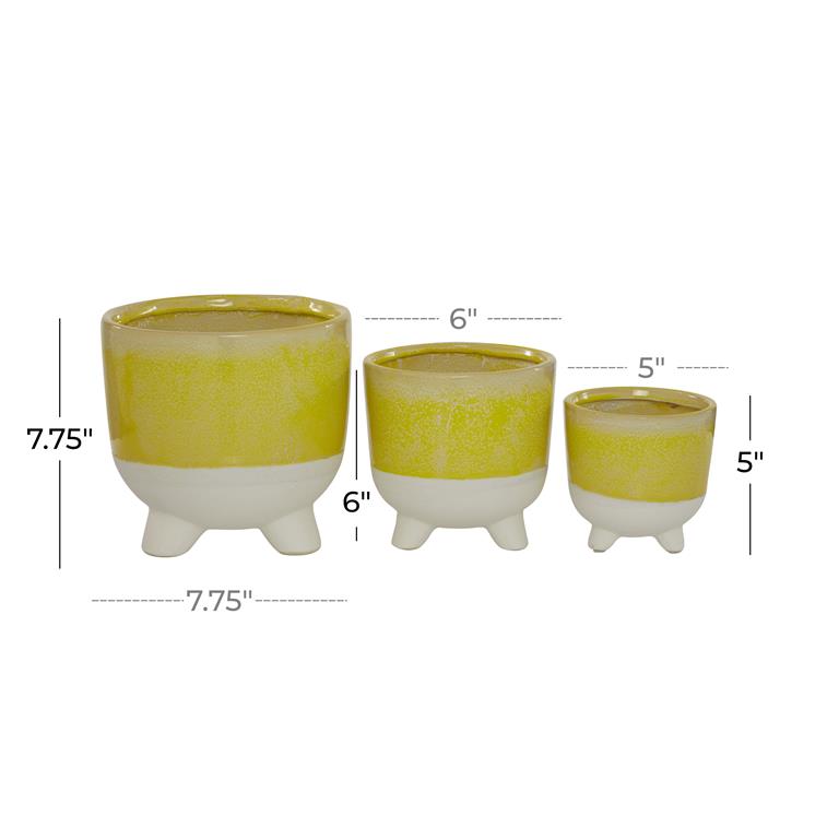 YELLOW CERAMIC INDOOR OUTDOOR PLANTER