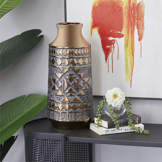 GOLD PORCELAIN TRIBAL VASE