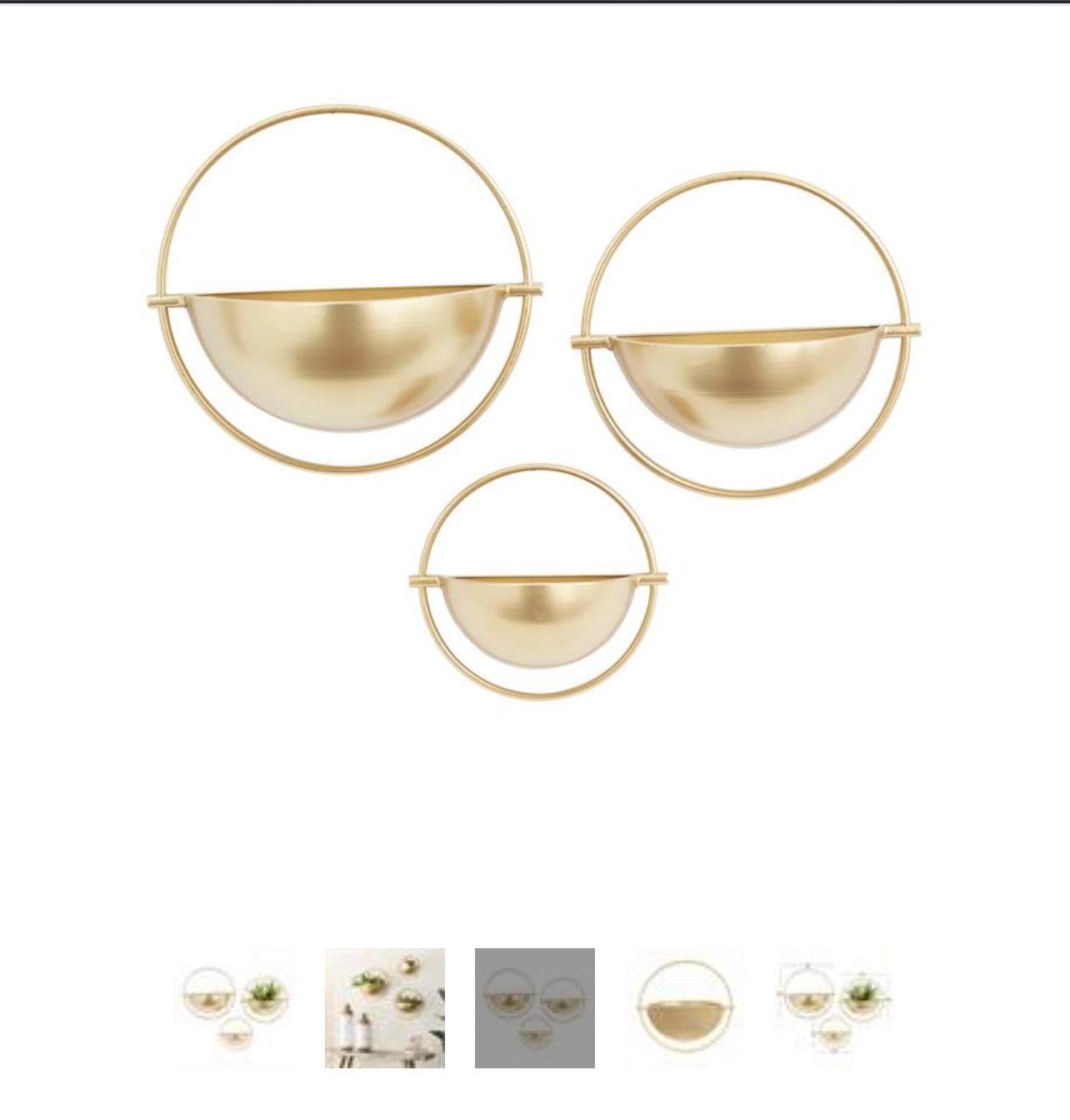 GOLD METAL GEOMETRIC INDOOR OUTDOOR WALL PLANTER