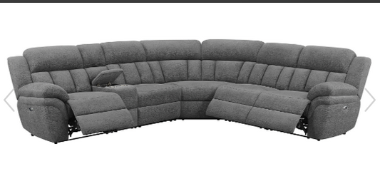Bahrain 6-Piece Upholstered Power Sectional Charcoal