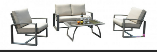 MOLDOVA 4 PC SEATING SET W/TAN CUSHIONS