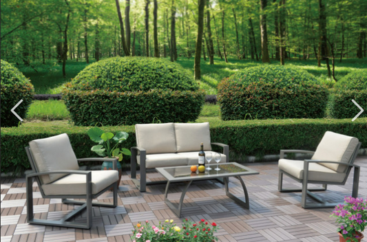 MOLDOVA 4 PC SEATING SET W/TAN CUSHIONS