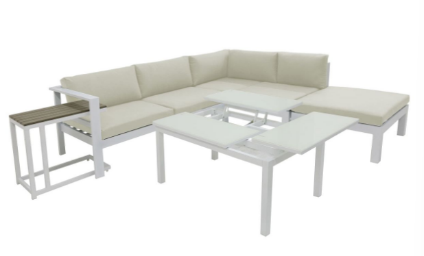 Panama Jack Sandcastle Aluminum White 5 Pc Sectional Set with Cushions