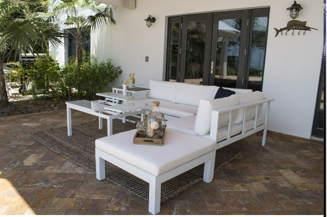 Panama Jack Sandcastle Aluminum White 5 Pc Sectional Set with Cushions