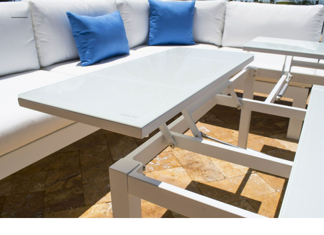 Panama Jack Sandcastle Aluminum White 5 Pc Sectional Set with Cushions
