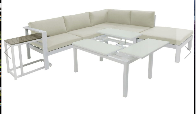 Panama Jack Sandcastle Aluminum White 5 Pc Sectional Set with Cushions