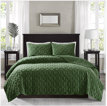 Madison Park 100% Polyester Faux Velvet Reversible Coverlet Set