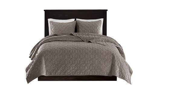 Madison Park 100% Polyester Faux Velvet Reversible Coverlet Set