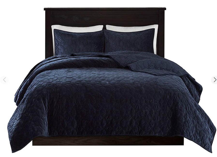 Madison Park 100% Polyester Faux Velvet Reversible Coverlet Set