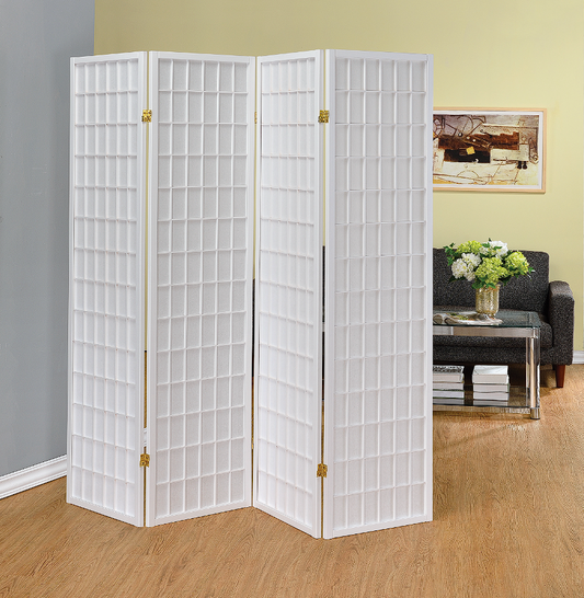 Roberto 4-Panel Folding Screen White