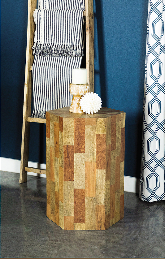 Dermot Hexagon Sunburst Top Accent Table Natural