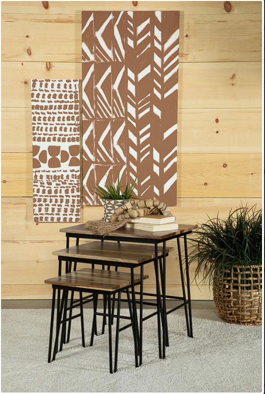 Nayeli 3-piece Nesting Table with Hairpin Legs Natural and Black