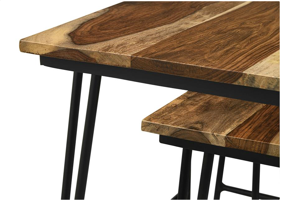 Nayeli 3-piece Nesting Table with Hairpin Legs Natural and Black