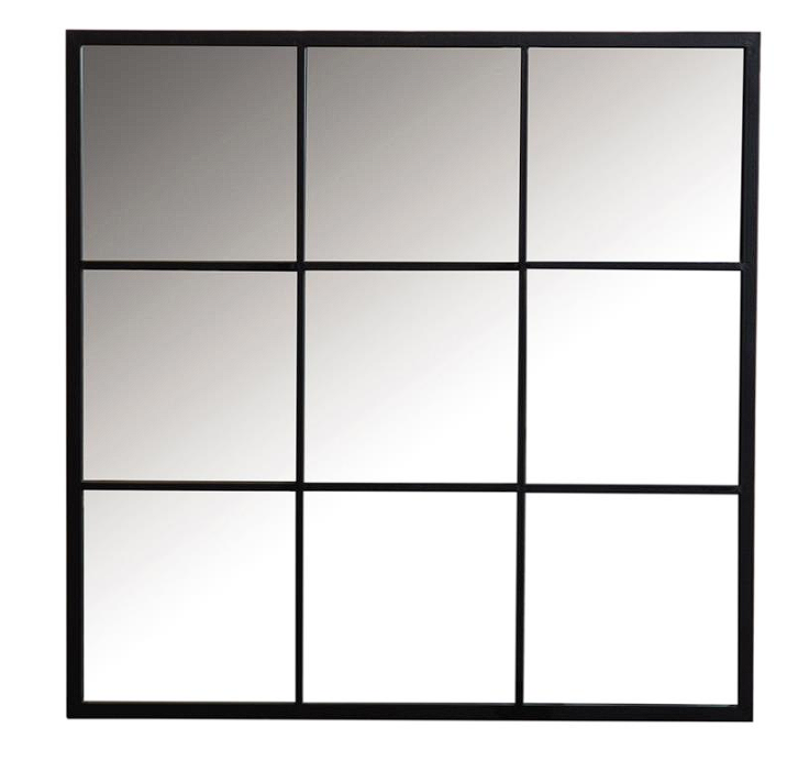 Quetzal Square Window Pane Wall Mirror Black